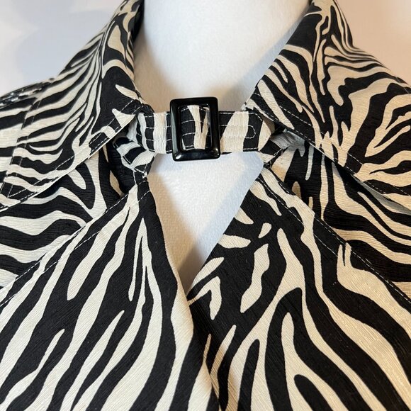 ✨SilkLand Zebra Print Double-Breasted Jacket XL Vintage vibe Shoulder&cuff Tabs - Picture 4 of 16